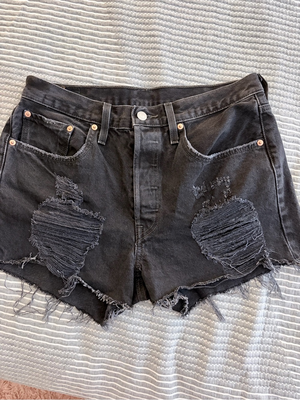 Levi's Black Distressed Jean Cutoff Shorts